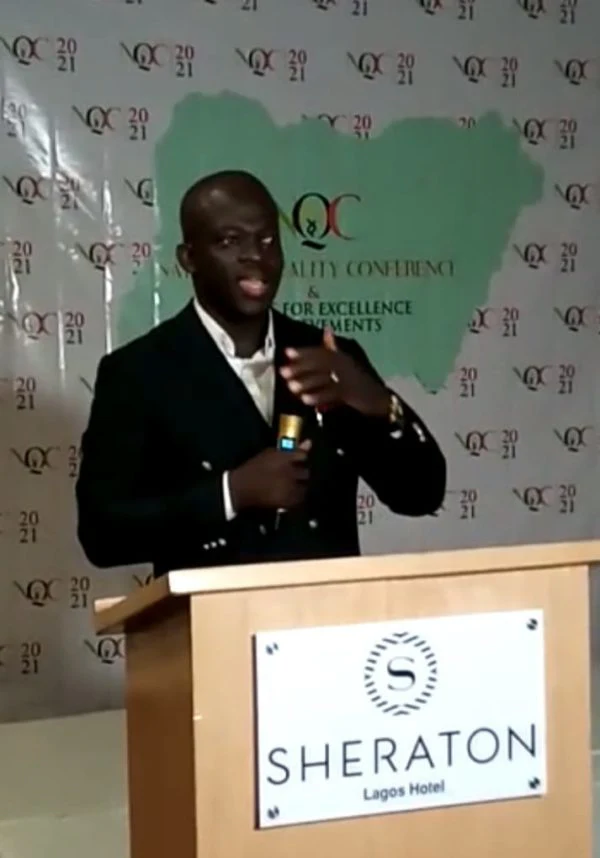 Dr. Stephen Adetutu Oniya speaks at the National Quality Conference in Lagos.