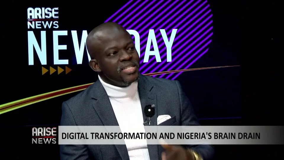 ARISE NEWS video thumbnail for “Digital Transformation and Nigeria’s Technology Brain Drain”.