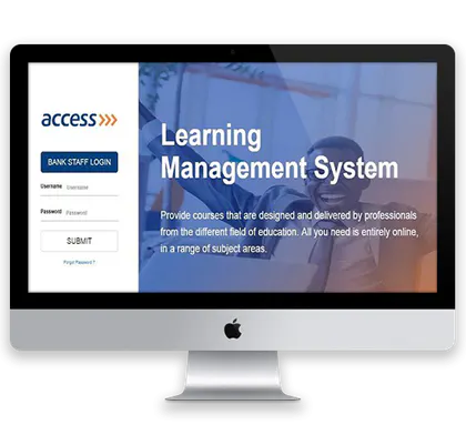 Login interface for the Access Bank learning management system.