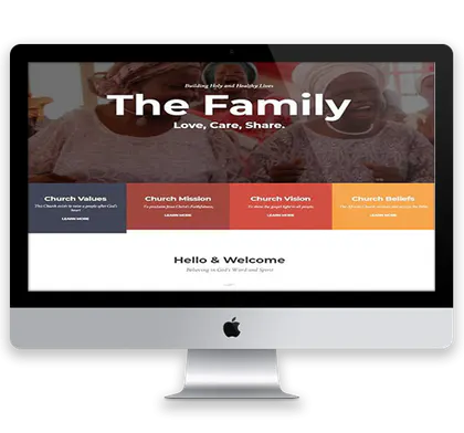 Church community portal interface on a desktop display.