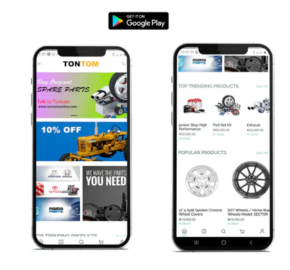 Product-discovery screens from an automotive e-commerce mobile application.