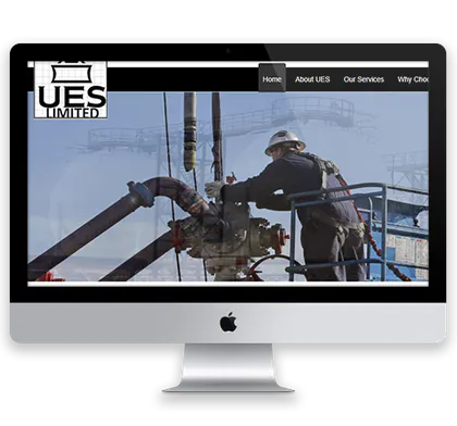 Engineering-services website interface on a desktop display.
