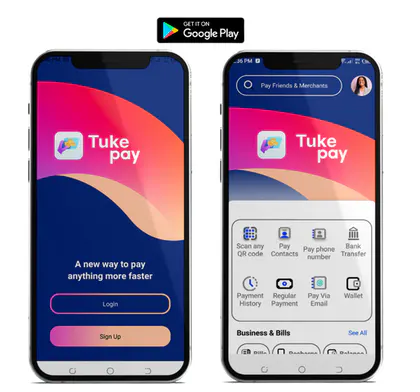 Two mobile screens from a fintech payments application.