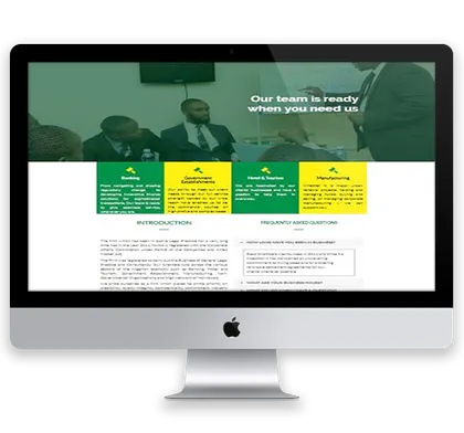 Law-firm website interface on a desktop display.