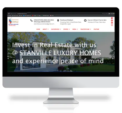 Property-focused homepage from the Stanville Luxury Homes website.