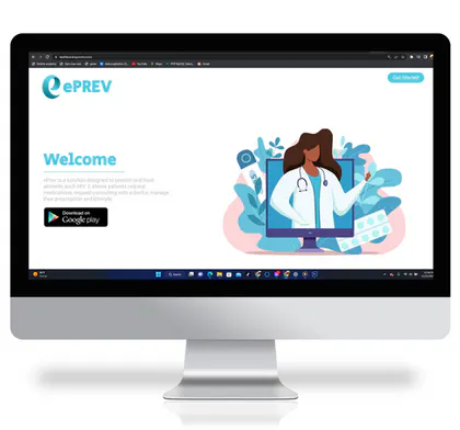 Welcome interface from the ePrev patient-management web portal.