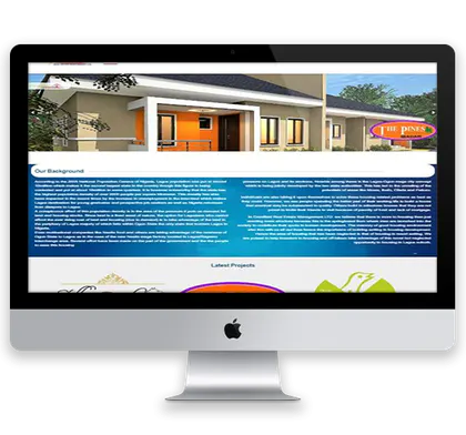 Real-estate company website interface on a desktop display.