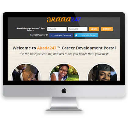 Akada247 career-development and socio-academic network interface.