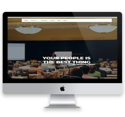 Training and consultancy website interface on a desktop display.